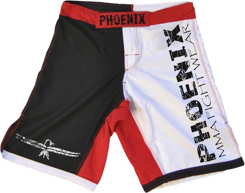 PHOENIX MMA Shorts schwarz-weiß-rot, Stretch