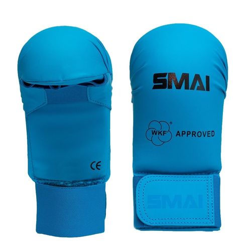 SMAI WKF- Karate-Handschutz ohne Daumen blau