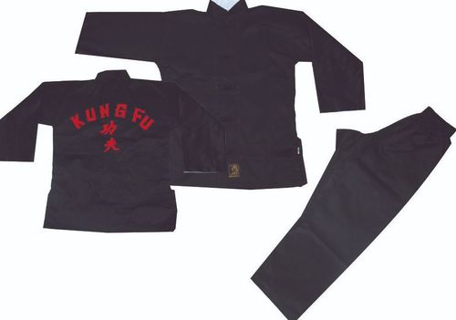 Kung Fu-Anzug schwarz mit Sticker