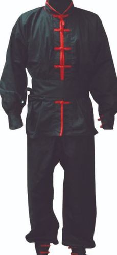 Kung Fu-Anzug schwarz, Kordel rot