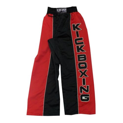 Kickbox-Hose rot-schwarz, halb & halb