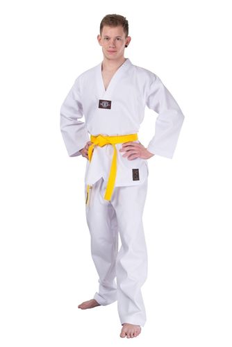 Taekwondo Dobok Ribbed Standard, weißes Revers